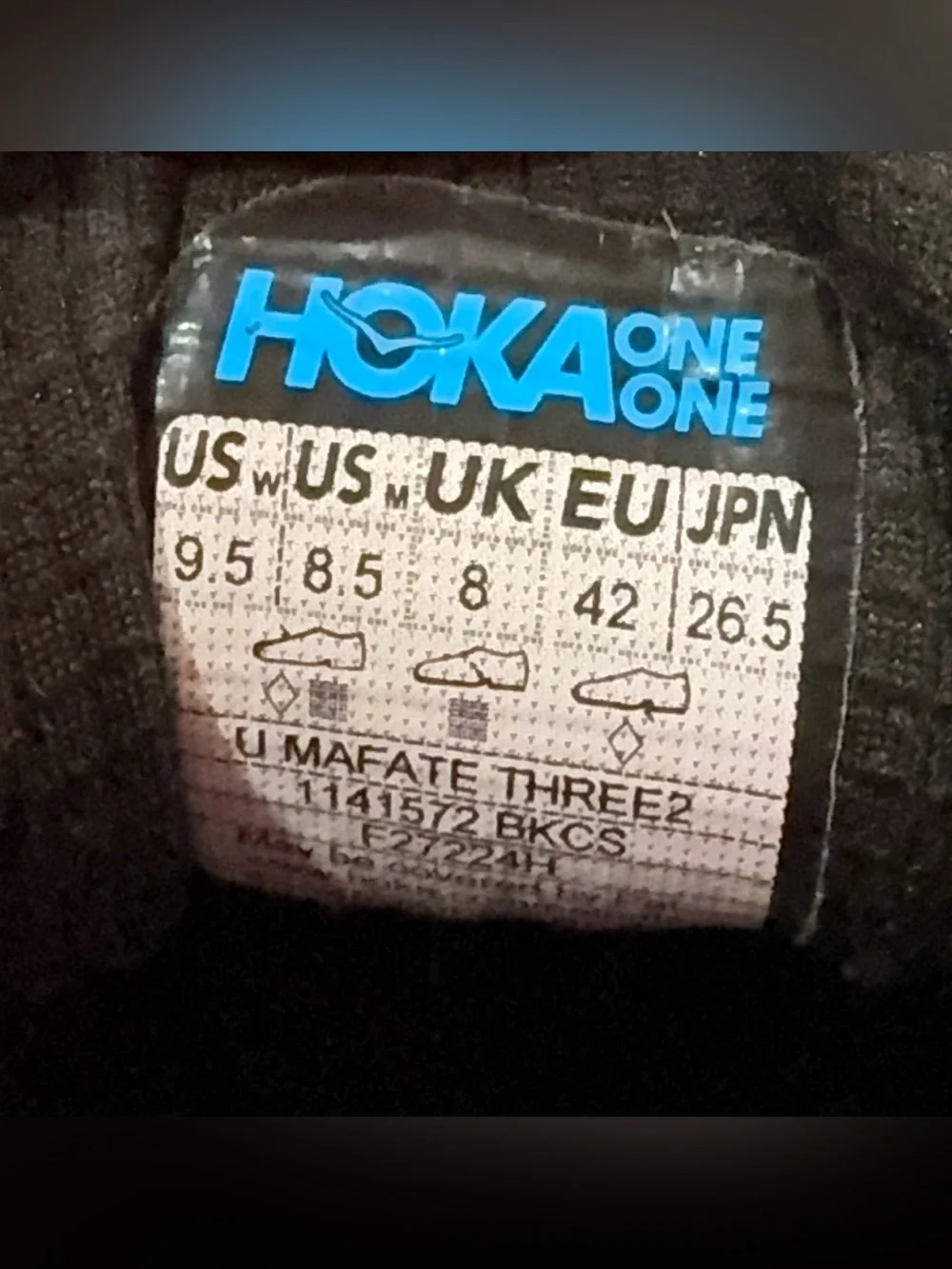 HOKA Mafate Three2 Vibram Black Cosmic Grey Unisex 8.5M 9.5W (160)